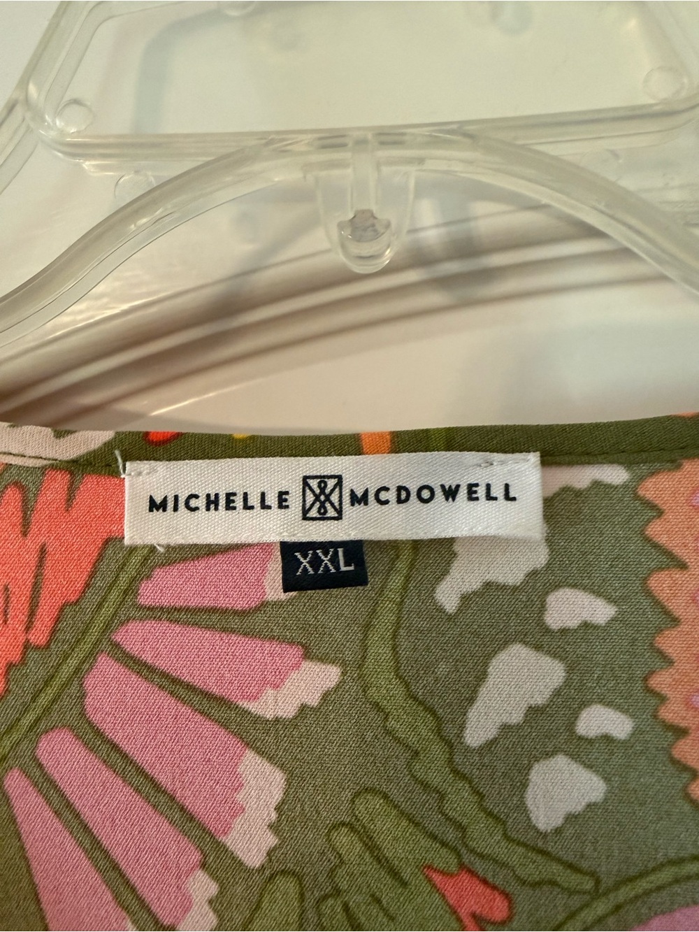 Michelle McDowell Olive Green Floral Tie-Front Women’s Top - Picture 3 of 3